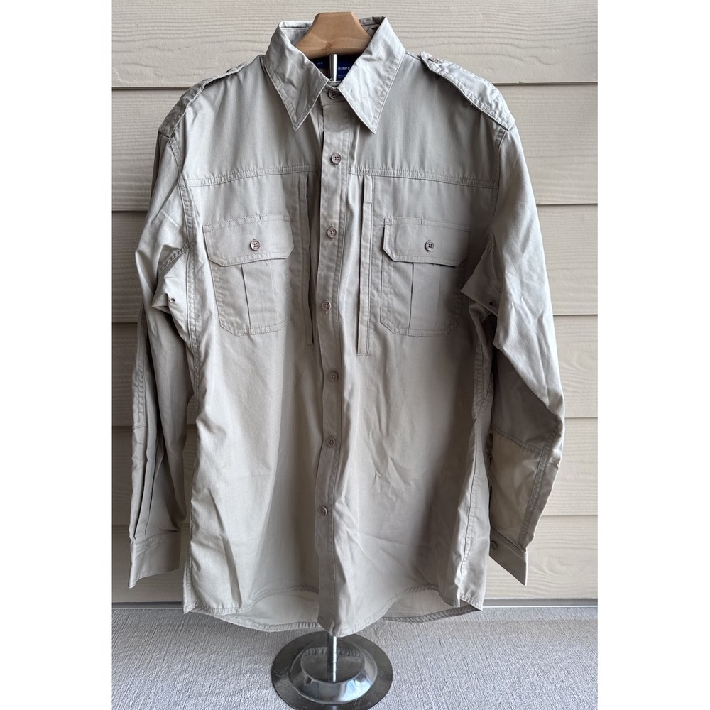 Propper Mens Khaki Ripstop Poly Cotton BDU Tactical Long Sleeve Shirt M/R